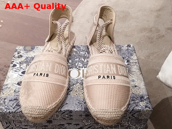 Dior Granville Espadrille in Beige Embroidered Cotton Replica