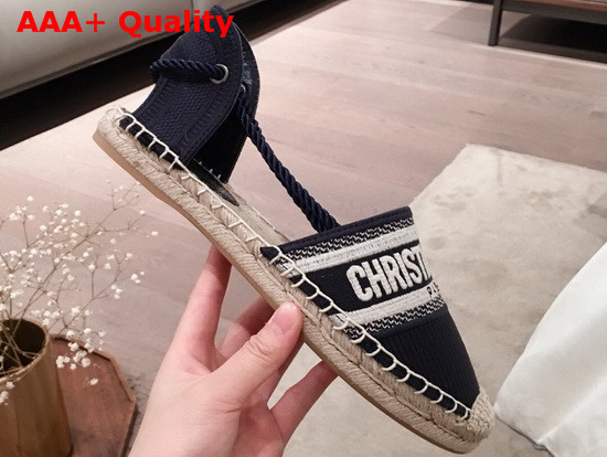 Dior Granville Espadrille in Blue Embroidered Cotton Replica