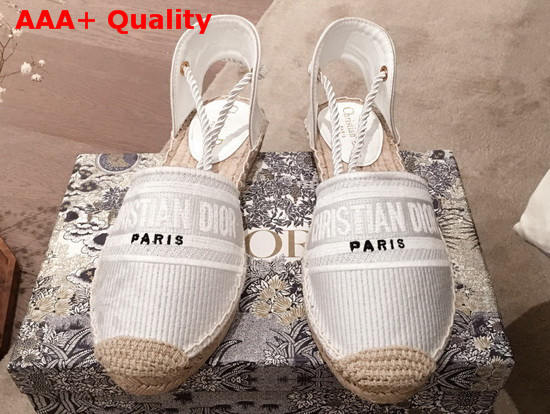 Dior Granville Espadrille in White Embroidered Cotton Replica