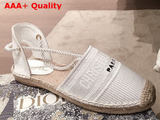 Dior Granville Espadrille in White Embroidered Cotton Replica