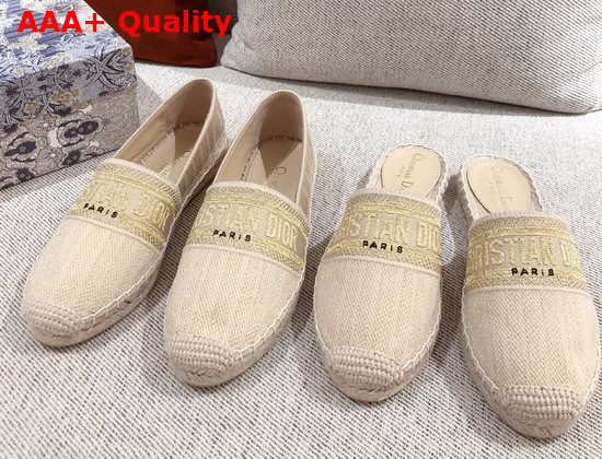 Dior Granville Mule Beige Embroidered Cotton Replica