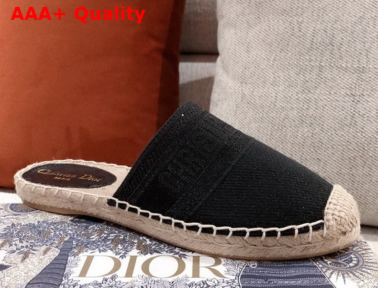 Dior Granville Mule Black Embroidered Cotton Replica