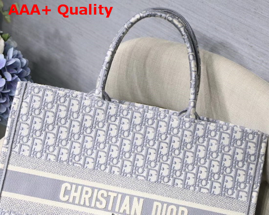 Dior Gray Dior Book Tote with Dior Oblique Embroidery Replica