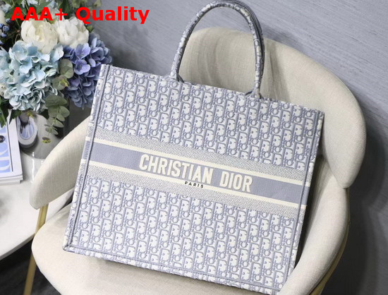 Dior Gray Dior Book Tote with Dior Oblique Embroidery Replica