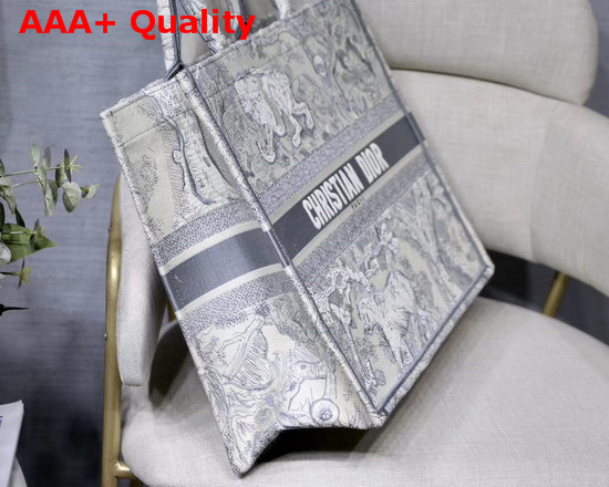 Dior Gray Dior Book Tote with Dioriviera Toile De Jouy Embroidery Replica