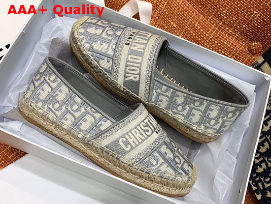 Dior Gray Dior Granville Dior Oblique Embroidered Cotton Espadrille Replica