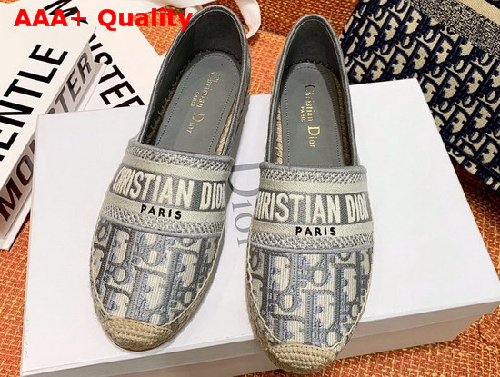 Dior Gray Dior Granville Dior Oblique Embroidered Cotton Espadrille Replica