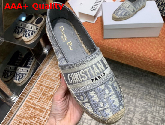 Dior Gray Dior Granville Dior Oblique Embroidered Cotton Espadrille Replica