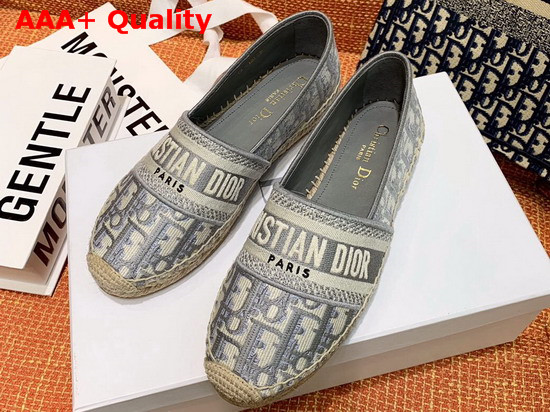 Dior Gray Dior Granville Dior Oblique Embroidered Cotton Espadrille Replica