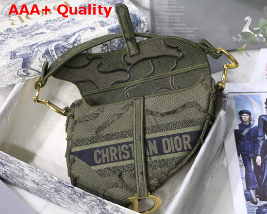 Dior Green Saddle Camouflage Embroidered Canvas Bag Replica