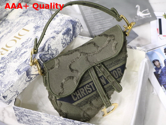 Dior Green Saddle Camouflage Embroidered Canvas Bag Replica