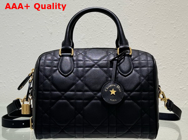 Dior Groove 25 Bag Black Macrocannage Calfskin Replica