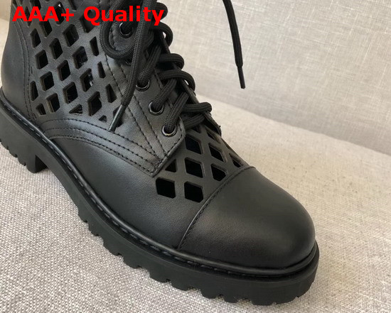 Dior Ground Calfskin Boot in Black Perforated Calfskin Replica