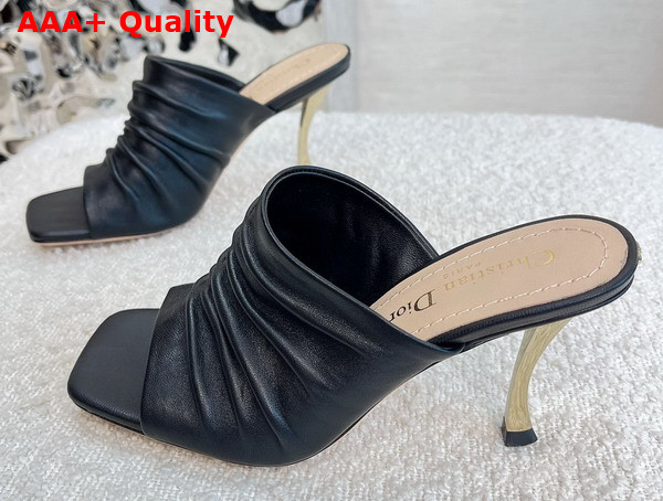 Dior Heeled Slide in Black Lambskin Replica