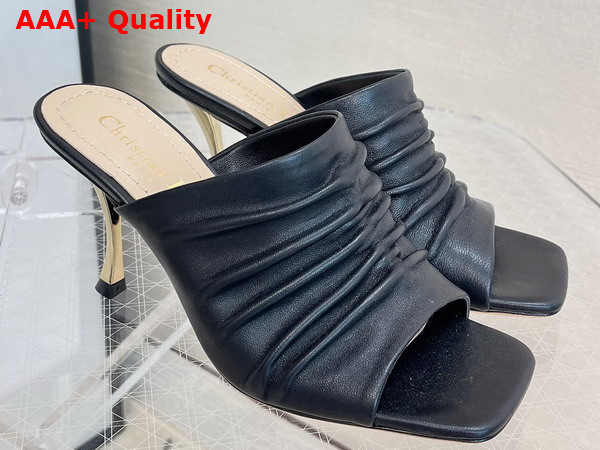 Dior Heeled Slide in Black Lambskin Replica