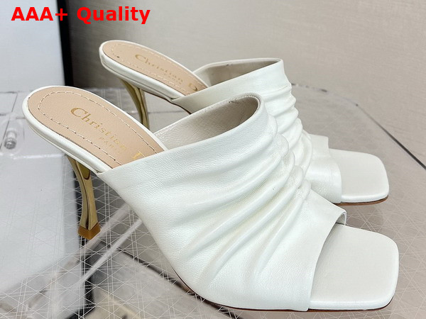 Dior Heeled Slide in White Lambskin Replica