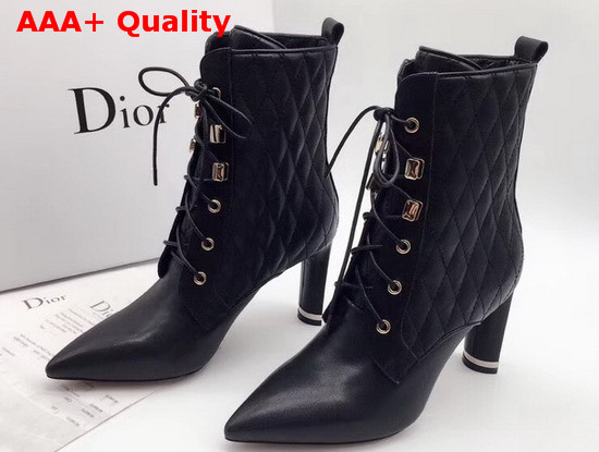 Dior High Heel Lace Up Boot in Black Calfskin Replica