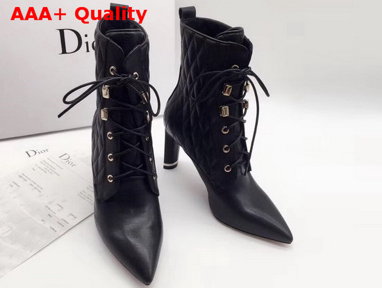 Dior High Heel Lace Up Boot in Black Calfskin Replica