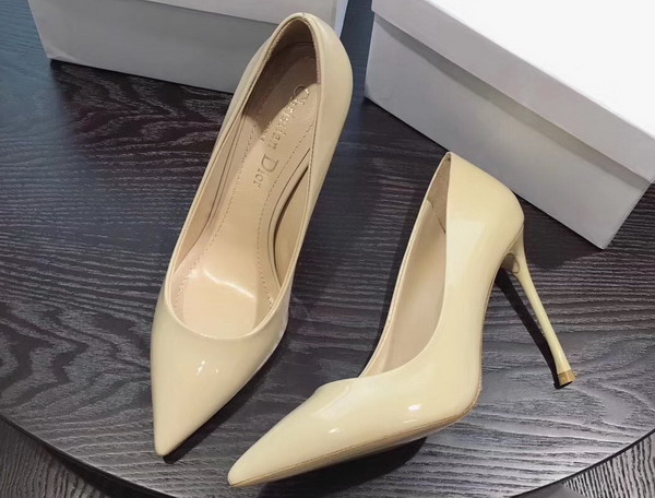 Dior High Heeled Shoe in Beige Patent Calfskin Leather Slender 10cm Heel For Sale