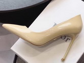 Dior High Heeled Shoe in Beige Patent Calfskin Leather Slender 10cm Heel For Sale