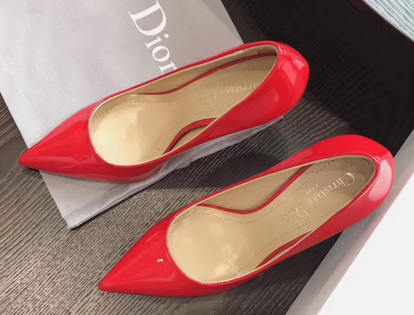 Dior High Heeled Shoe in Red Patent Calfskin Leather Slender 10cm Heel For Sale