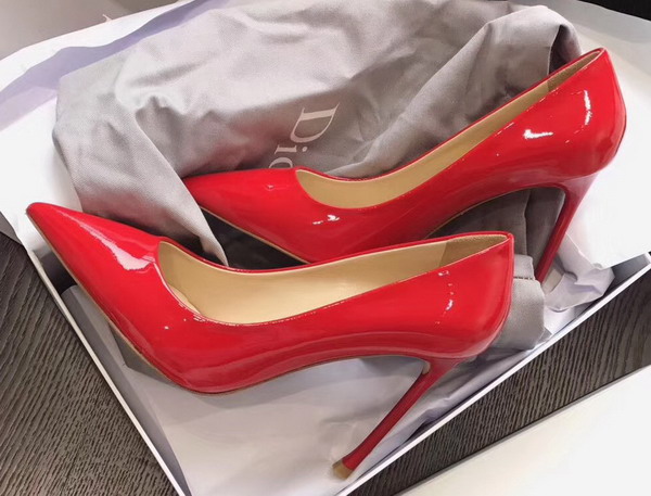 Dior High Heeled Shoe in Red Patent Calfskin Leather Slender 10cm Heel For Sale