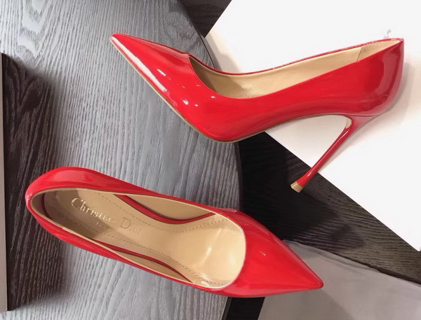 Dior High Heeled Shoe in Red Patent Calfskin Leather Slender 10cm Heel For Sale