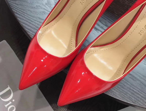 Dior High Heeled Shoe in Red Patent Calfskin Leather Slender 10cm Heel For Sale