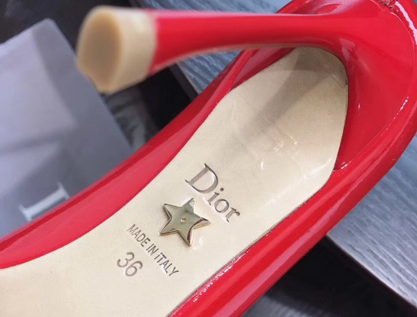 Dior High Heeled Shoe in Red Patent Calfskin Leather Slender 10cm Heel For Sale