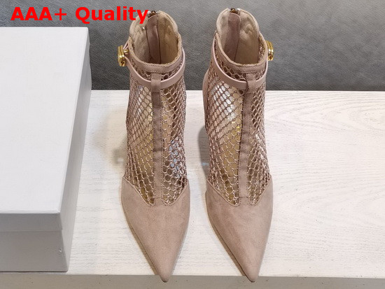 Dior I Heeled Ankle Boot Nude Suede Calfskin Mesh Replica