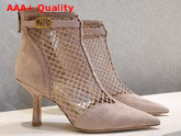 Dior I Heeled Ankle Boot Nude Suede Calfskin Mesh Replica