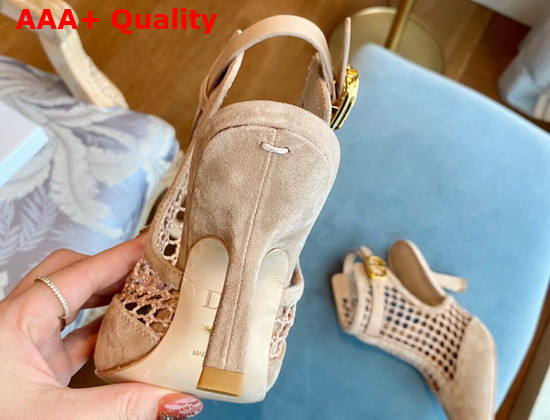 Dior I Slingback Pump Beige Mesh and Suede Calfskin Replica