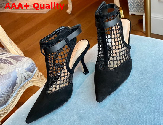 Dior I Slingback Pump Black Mesh and Suede Calfskin Replica