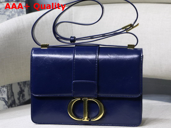 Dior Indigo Blue 30 Montaigne Shiny Crinkled Lambskin Flap Bag Replica