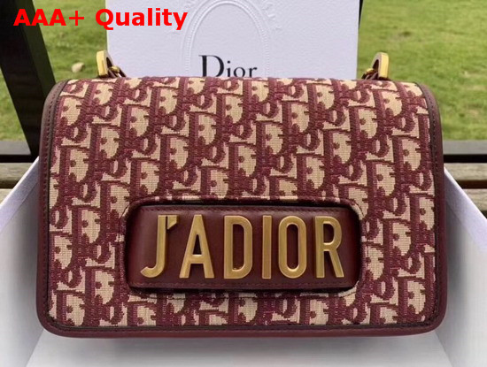 Dior J Adior Flap Bag in Burgundy Dior Oblique Jacquard Canvas Replica