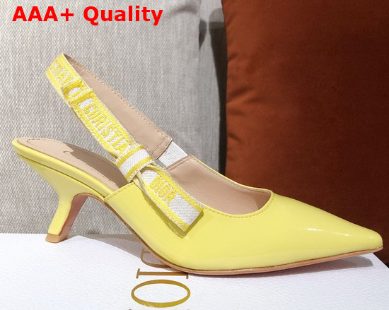 Dior J Adior Slingback Ballerina Flat Yellow Patent Calfskin Replica