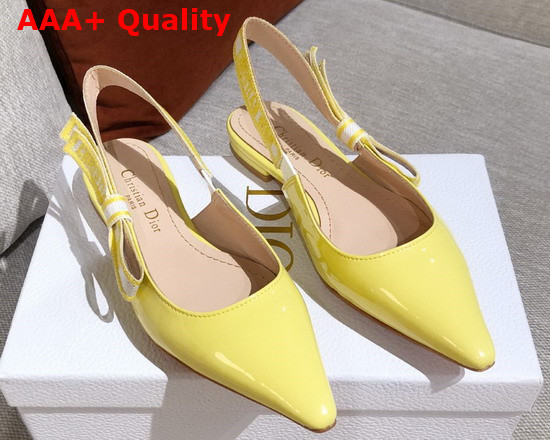 Dior J Adior Slingback Ballerina Flat Yellow Patent Calfskin Replica