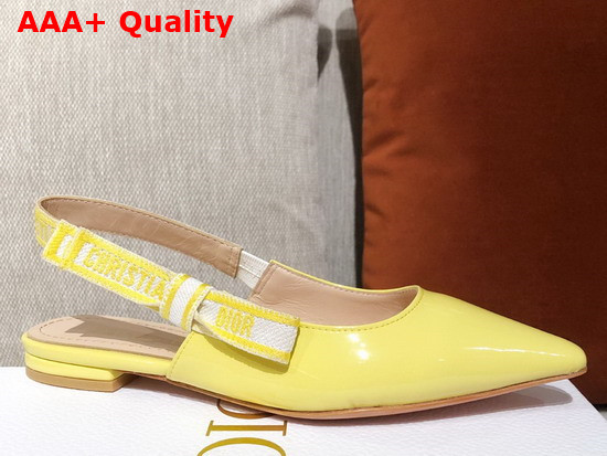 Dior J Adior Slingback Ballerina Flat Yellow Patent Calfskin Replica