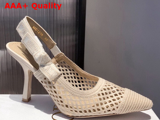 Dior J Adior Slingback Pump Cream Mesh Embroidery Replica