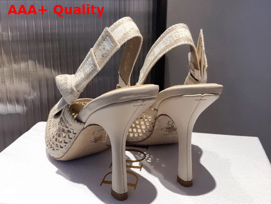 Dior J Adior Slingback Pump Cream Mesh Embroidery Replica