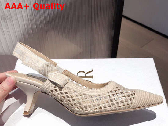 Dior J Adior Slingback Pump Cream Mesh Embroidery Replica