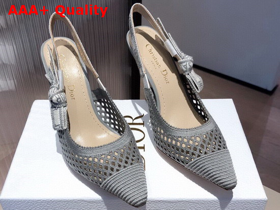 Dior J Adior Slingback Pump Gray Mesh Embroidery Replica