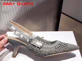 Dior J Adior Slingback Pump Gray Mesh Embroidery Replica