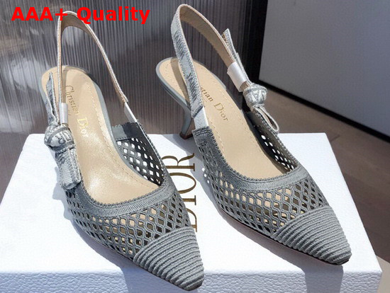 Dior J Adior Slingback Pump Gray Mesh Embroidery Replica