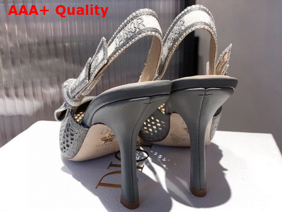 Dior J Adior Slingback Pump Gray Mesh Embroidery Replica