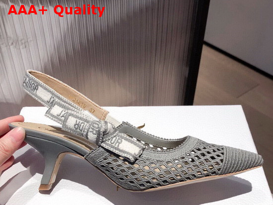 Dior J Adior Slingback Pump Gray Mesh Embroidery Replica