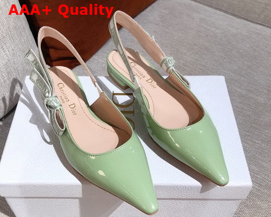 Dior J Adior Slingback Pump Light Green Patent Calfskin Replica