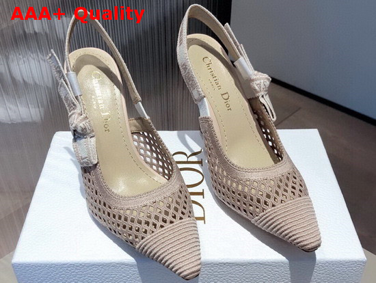 Dior J Adior Slingback Pump Nude Mesh Embroidery Replica