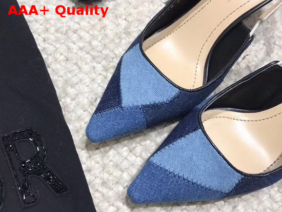 Dior J Adior Slingback in Patchwork Denim Replica