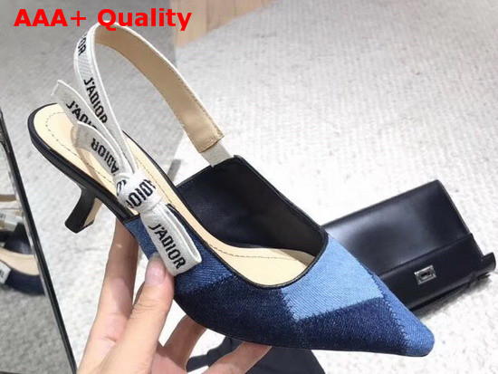 Dior J Adior Slingback in Patchwork Denim Replica